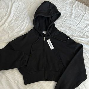 Garage black cropped zippy hoodie